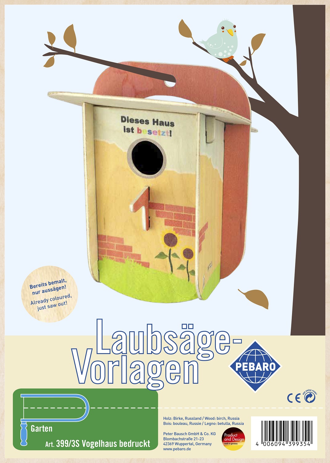 Laubsägevorlage Vogelhaus bedruckt